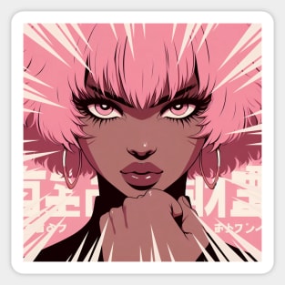 Pink Haired Anime Girl Sticker